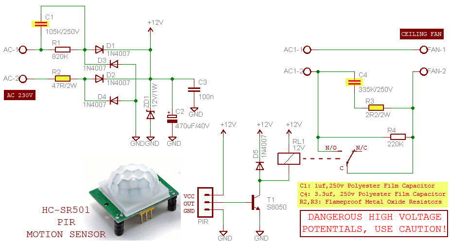 Automatic Fan Switch with PIR Motion Sensor