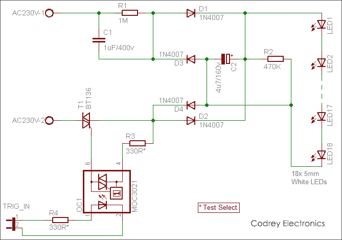 White LED Bulb AC230V - Circuit