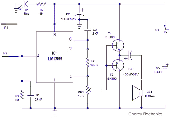 Simple Flood Alarm - Schematic
