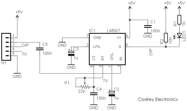 Tiny Tone Decoder Module LM567 Circuit