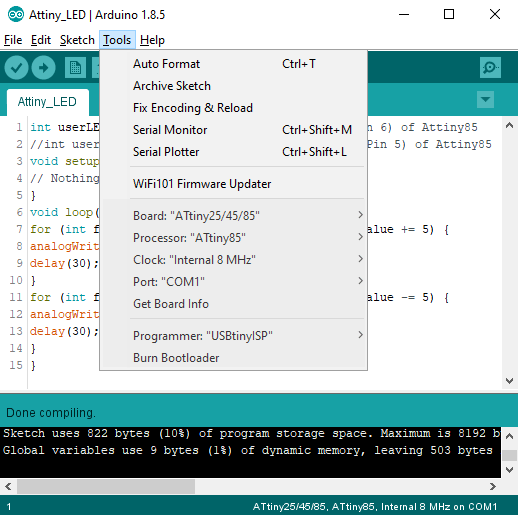 USBtiny ISP Adapter-Arduino IDE Setup