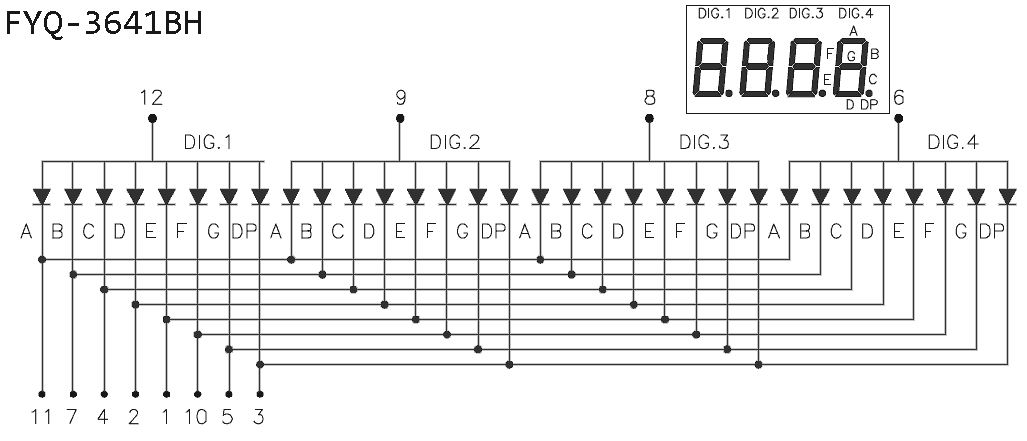 4-Digit 7-Segment LED Display Module-3641BH LED Data