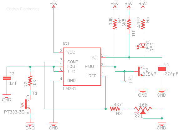 Light Intensity to Frequency Converter Circuit