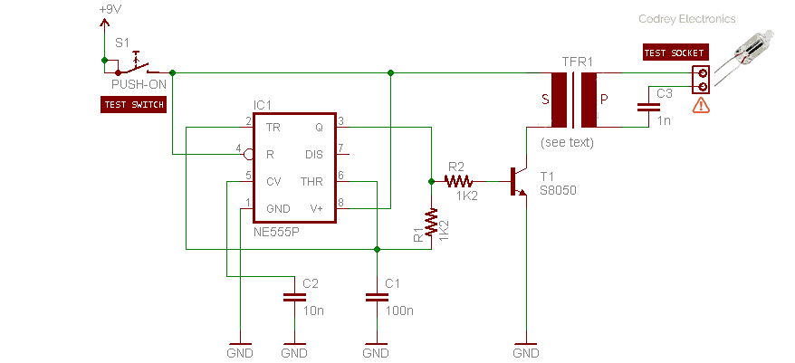 Neon Glow Bulb Tester Circuit v0