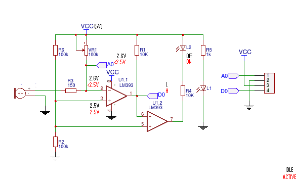 LM393 Sound Sensor Module Circuit Meas