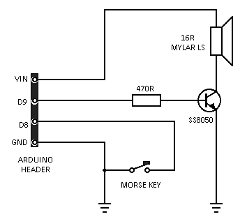 Arduino Morse Code Practice Oscillator -External Circuit