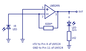 Photoelectric Light Sensor-LM324 Circuit with IRLED