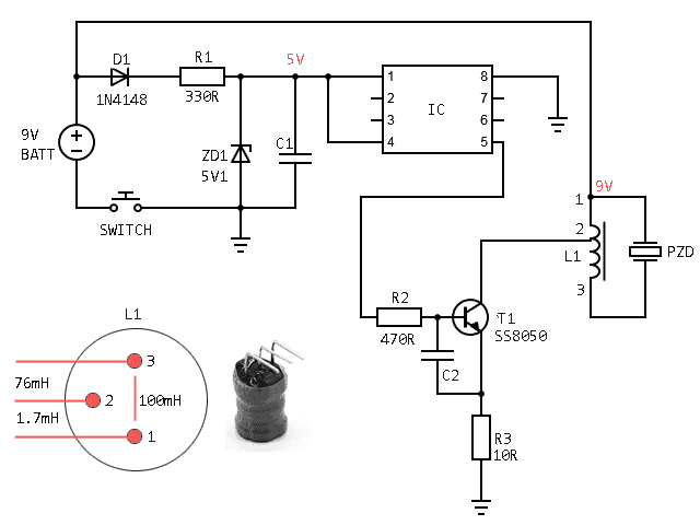 Bicycle Electronic Horn Hack-Horn Schematic
