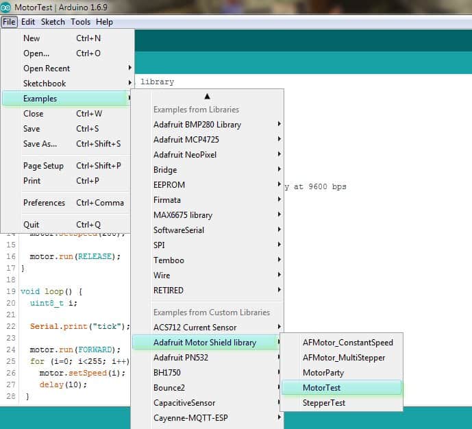 L293D Arduino Shield-AF Library Example