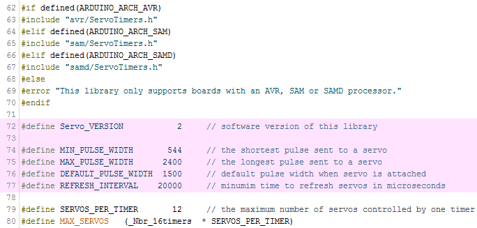 Arduino Servo Library C