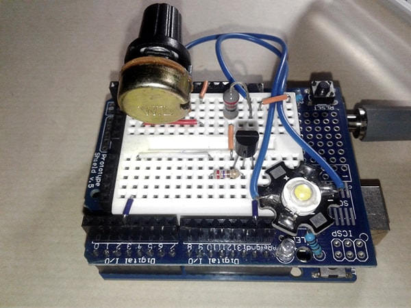 Arduino Stroboscope Lead Breadboard Setup