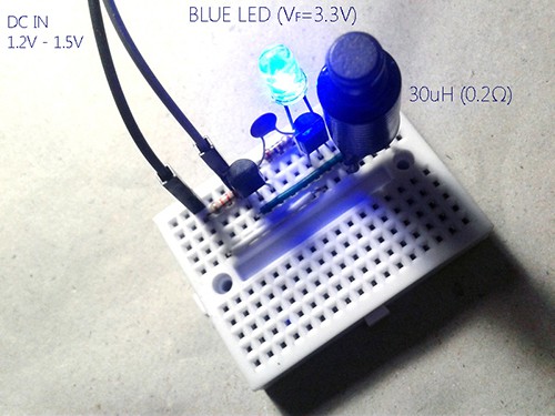 Simple LED Rescue Light Breadboard Test 30uH Coil