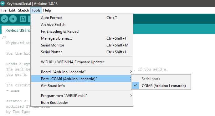 COMP Arduino IDE Snip