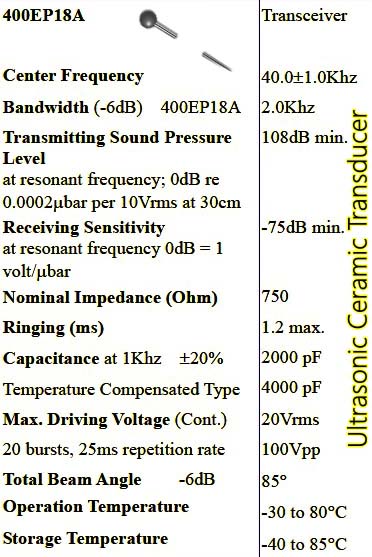 US Transducer 400EP18A Spec