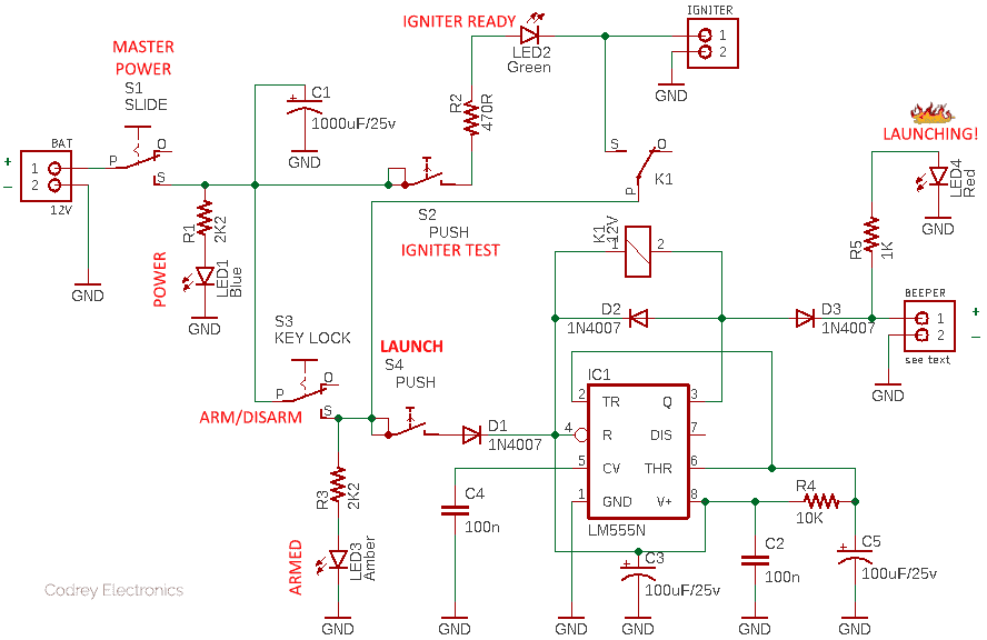 Model Rocket Launch Controller Circuit
