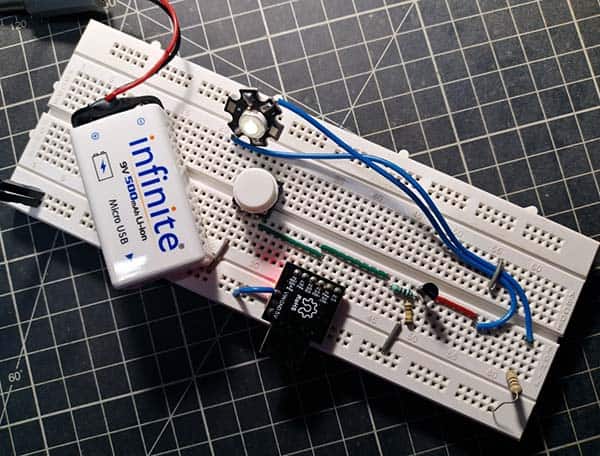 Self-Dimming Lamp Breadboard Prototype