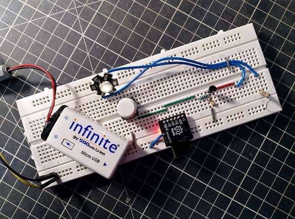 Self-Dimming Lamp Breadboard Prototype