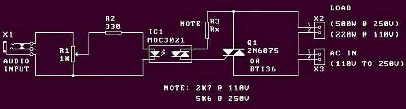 Audio-Light Modulator Kit Circuit