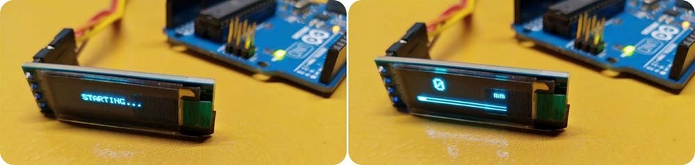 Arduino Distance Meter Test OLED Readout Begin