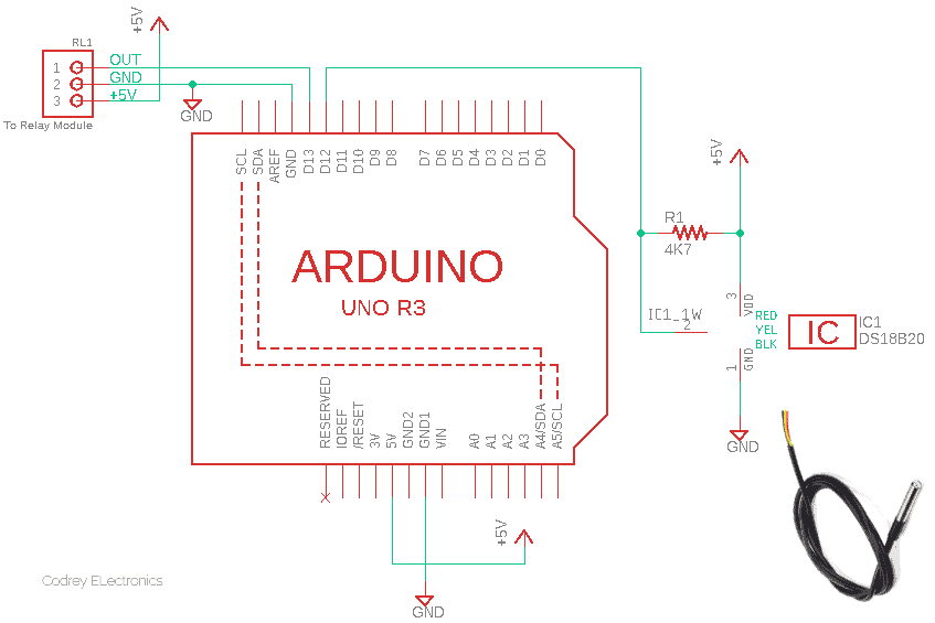 DS18B20 Relay Driver Schematic