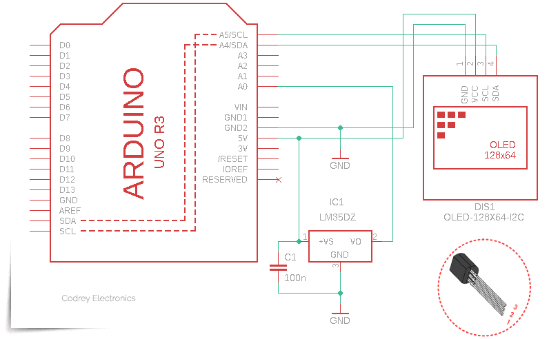 Quick OLED Thermometer v1 Schematic