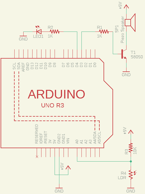 Arduino Optical Theremin Schematic