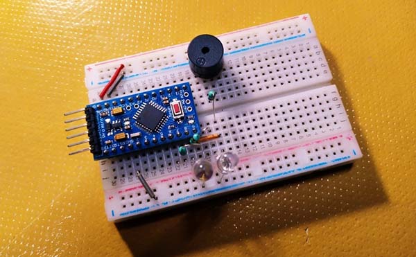 Toy Car Signal Light Breadboard Setup