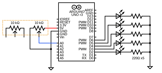 Slide Pot LED Uno Schematic