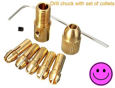 Drill chuck with set of collets