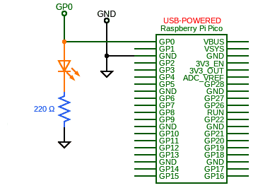 Rpi Pico Breath LED Xmas Star Schematic