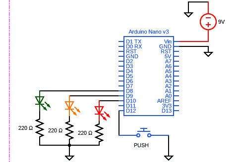 Tricolor Baton Arduino Schematic