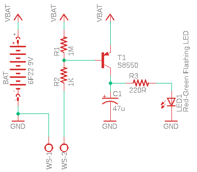 Water Activated LED Marker Schematic