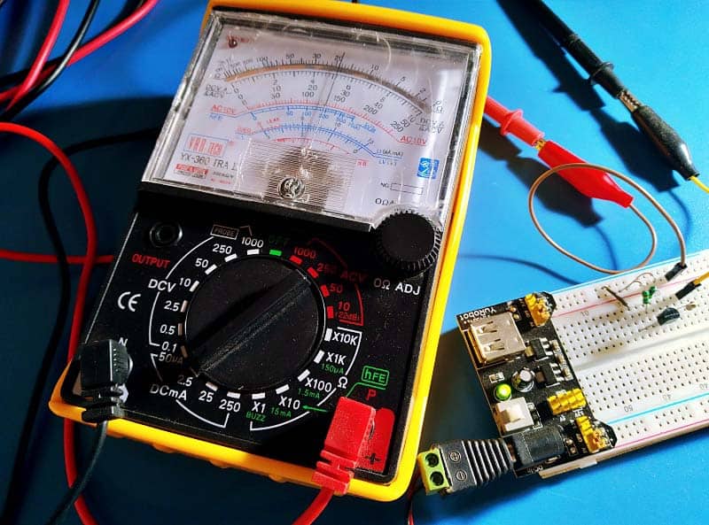 hFE Test Breadboard