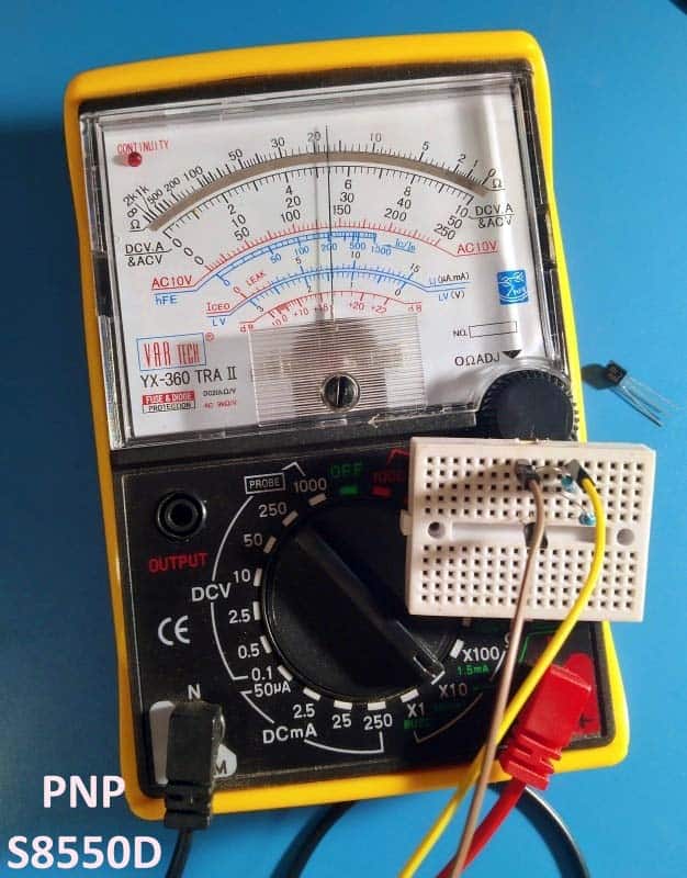 hFE Connector Breadboard 8550