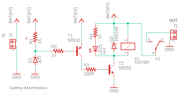 6V Power Rail Guard Relay Schematic