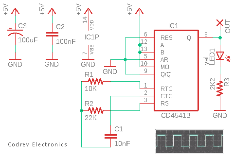 CD4541 Cyclic Timer Schematic