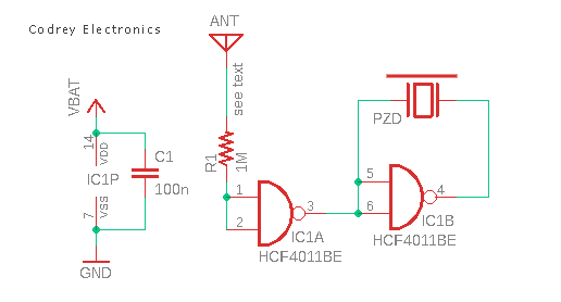 HCF4011B Live Wire Detector Schematic